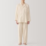 紳士　脇に縫い目のない　二重ガーゼ長袖パジャマ