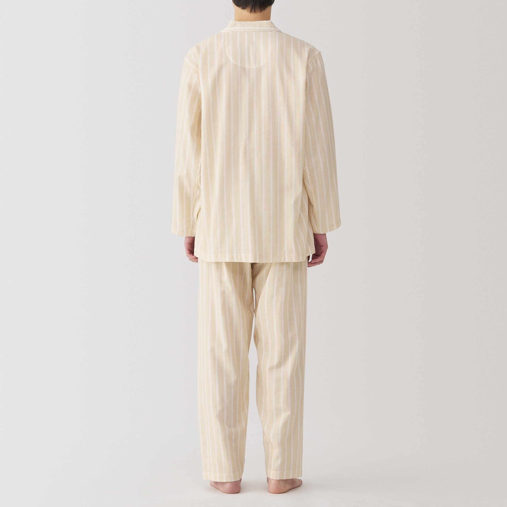 紳士　脇に縫い目のない　二重ガーゼ長袖パジャマ