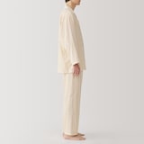 紳士　脇に縫い目のない　二重ガーゼ長袖パジャマ