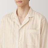 紳士　脇に縫い目のない　二重ガーゼ長袖パジャマ