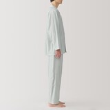 紳士　脇に縫い目のない　二重ガーゼ長袖パジャマ