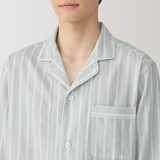 紳士　脇に縫い目のない　二重ガーゼ長袖パジャマ