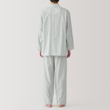 紳士　脇に縫い目のない　二重ガーゼ長袖パジャマ
