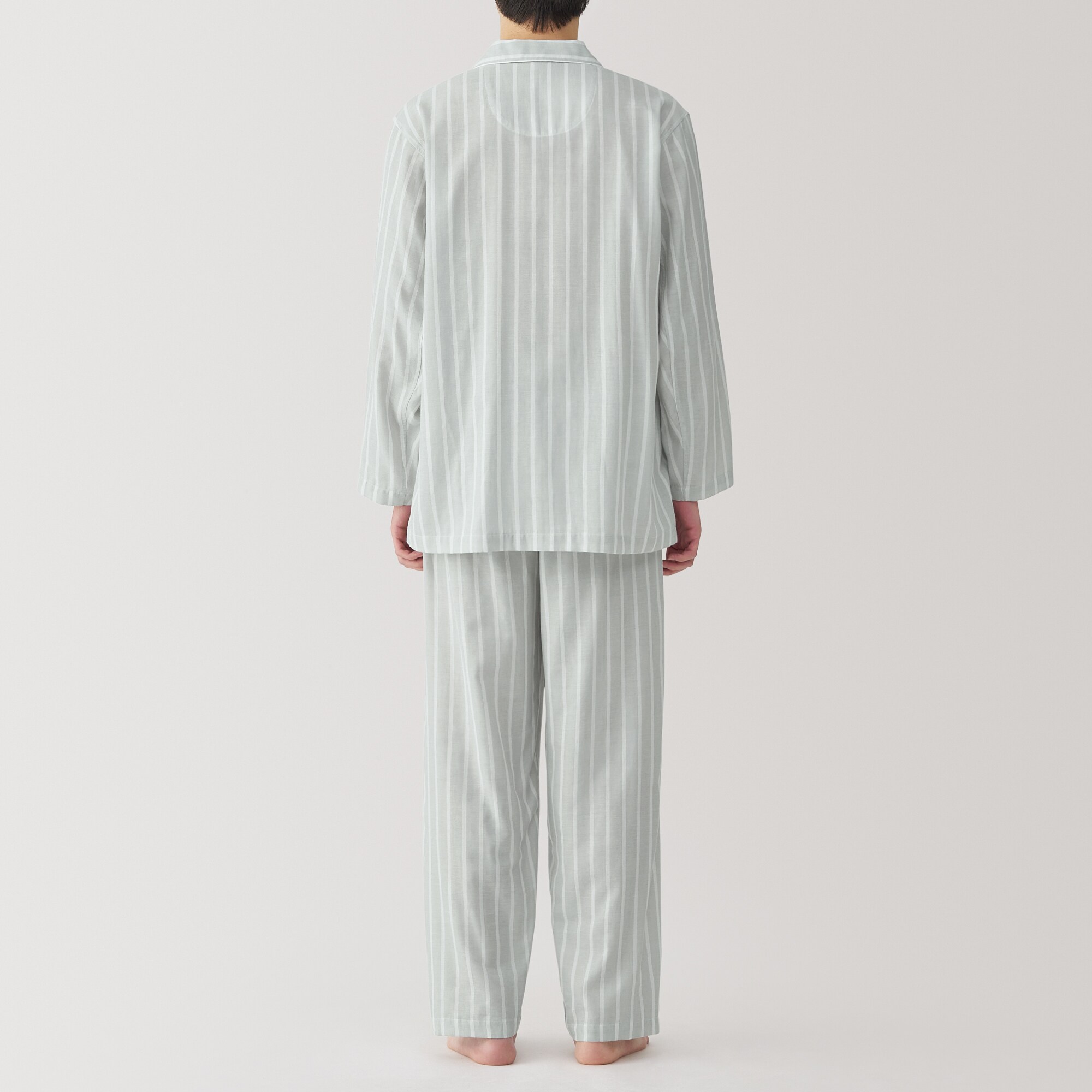 紳士　脇に縫い目のない　二重ガーゼ長袖パジャマ
