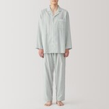 紳士　脇に縫い目のない　二重ガーゼ長袖パジャマ