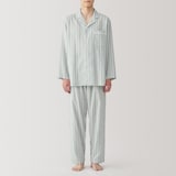 紳士　脇に縫い目のない　二重ガーゼ長袖パジャマ