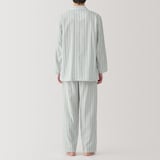 紳士　脇に縫い目のない　二重ガーゼ長袖パジャマ