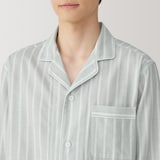 紳士　脇に縫い目のない　二重ガーゼ長袖パジャマ