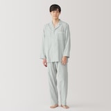 紳士　脇に縫い目のない　二重ガーゼ長袖パジャマ