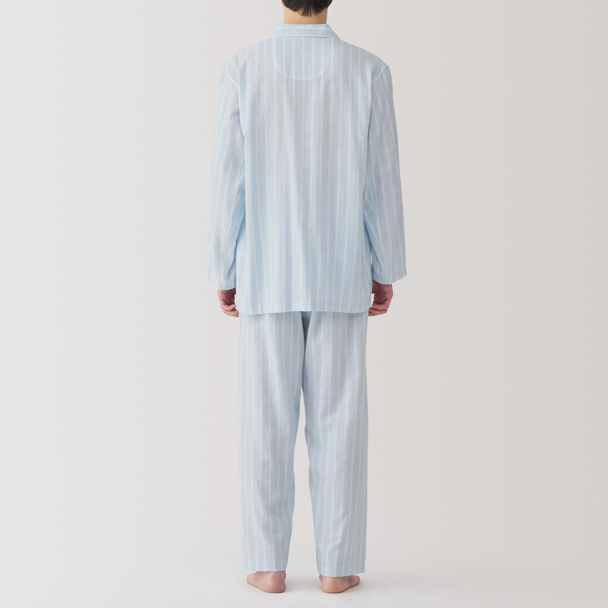 紳士　脇に縫い目のない　二重ガーゼ長袖パジャマ