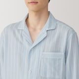 紳士　脇に縫い目のない　二重ガーゼ長袖パジャマ