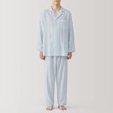 紳士　脇に縫い目のない　二重ガーゼ長袖パジャマ