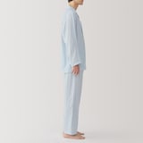 紳士　脇に縫い目のない　二重ガーゼ長袖パジャマ