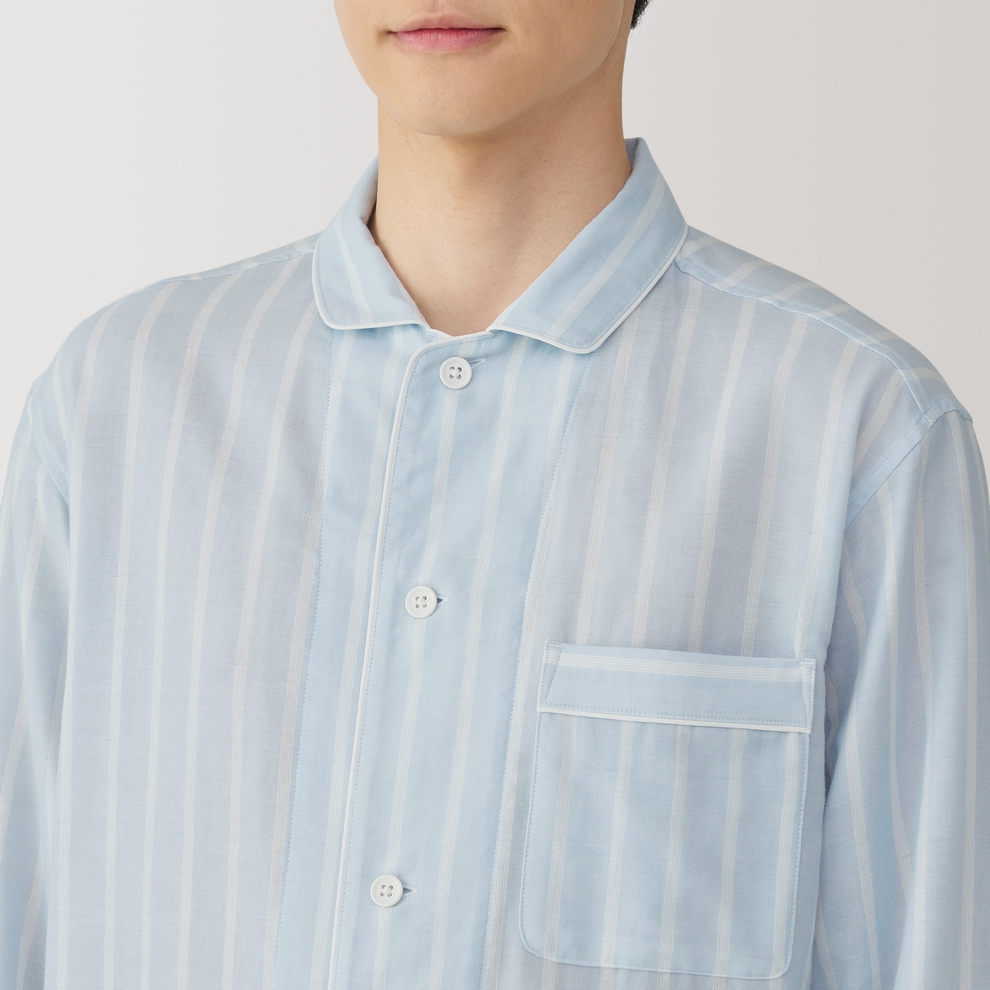 紳士 脇に縫い目のない 二重ガーゼ長袖パジャマ | 無印良品