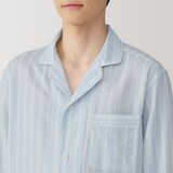 紳士　脇に縫い目のない　二重ガーゼ長袖パジャマ