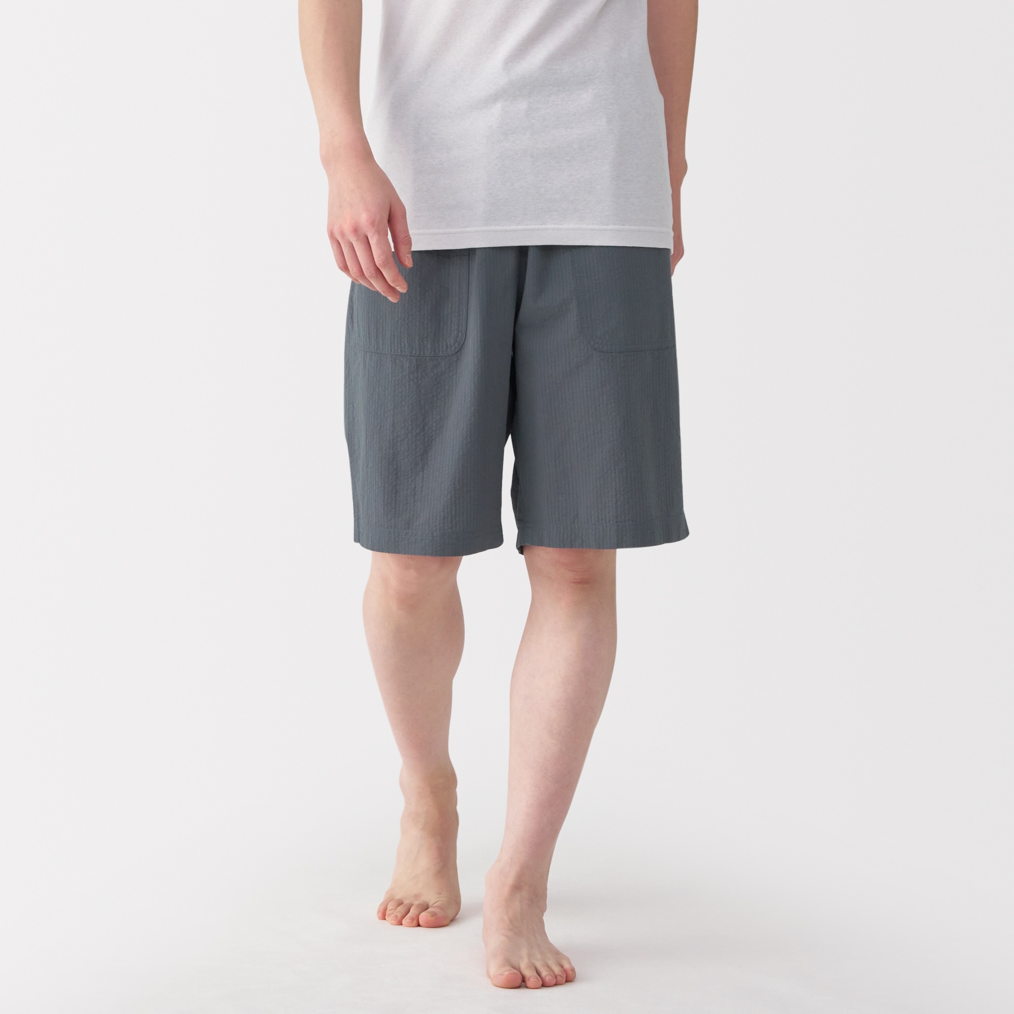 MUJI Labo ナイロン セットアップ ブラック スナップシャツ×ショーツ MUJI Labo ナイロン セットアップ ブラック スナップシャツ