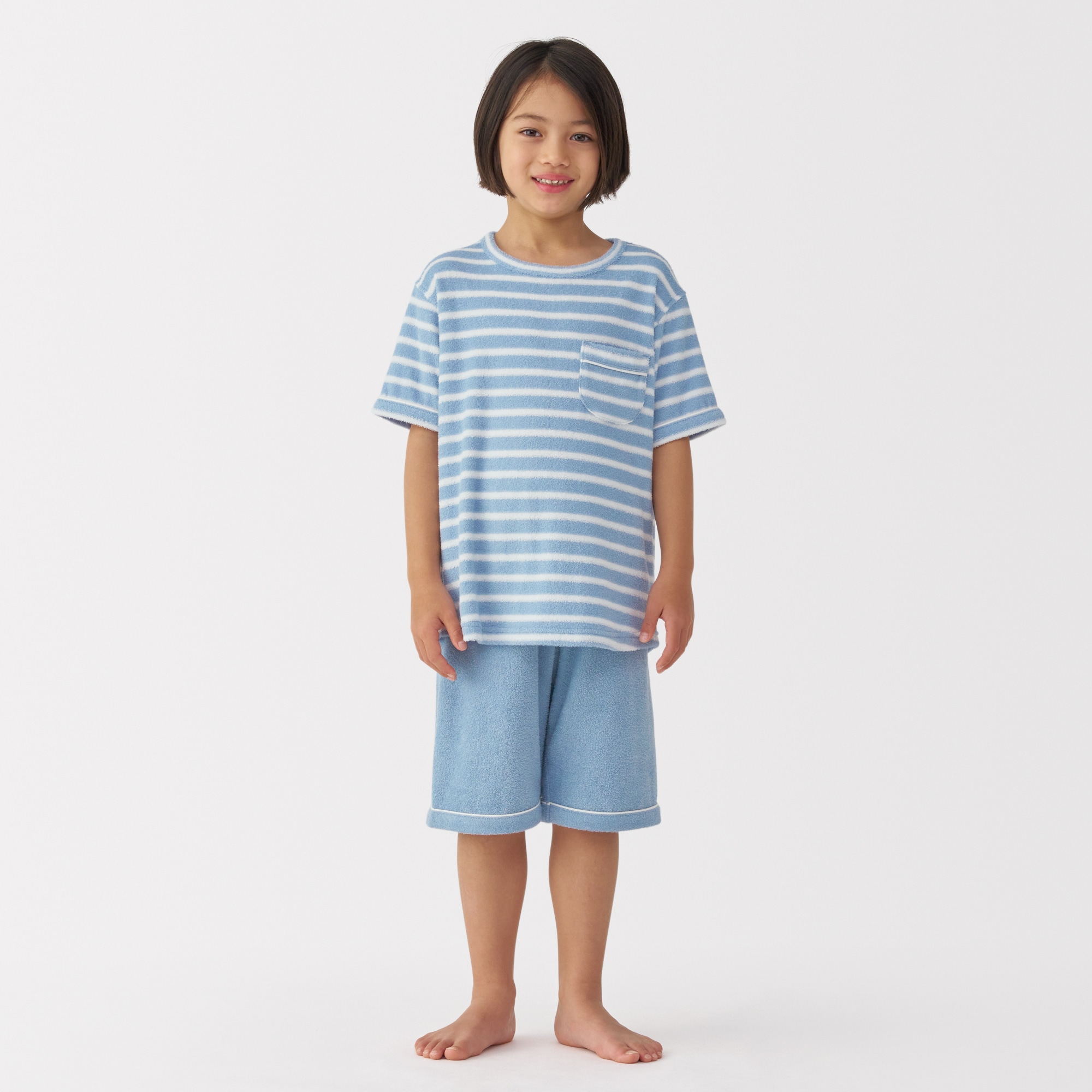 キッズ 着るタオル 両面パイル 半袖ルームウェアセット | 無印良品