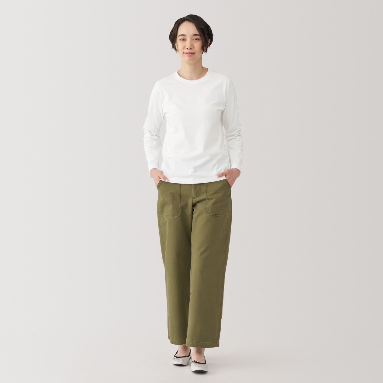 婦人　天竺編みクルーネック長袖Ｔシャツ