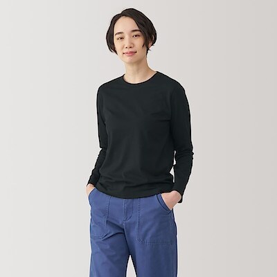 婦人　天竺編みクルーネック長袖Ｔシャツ