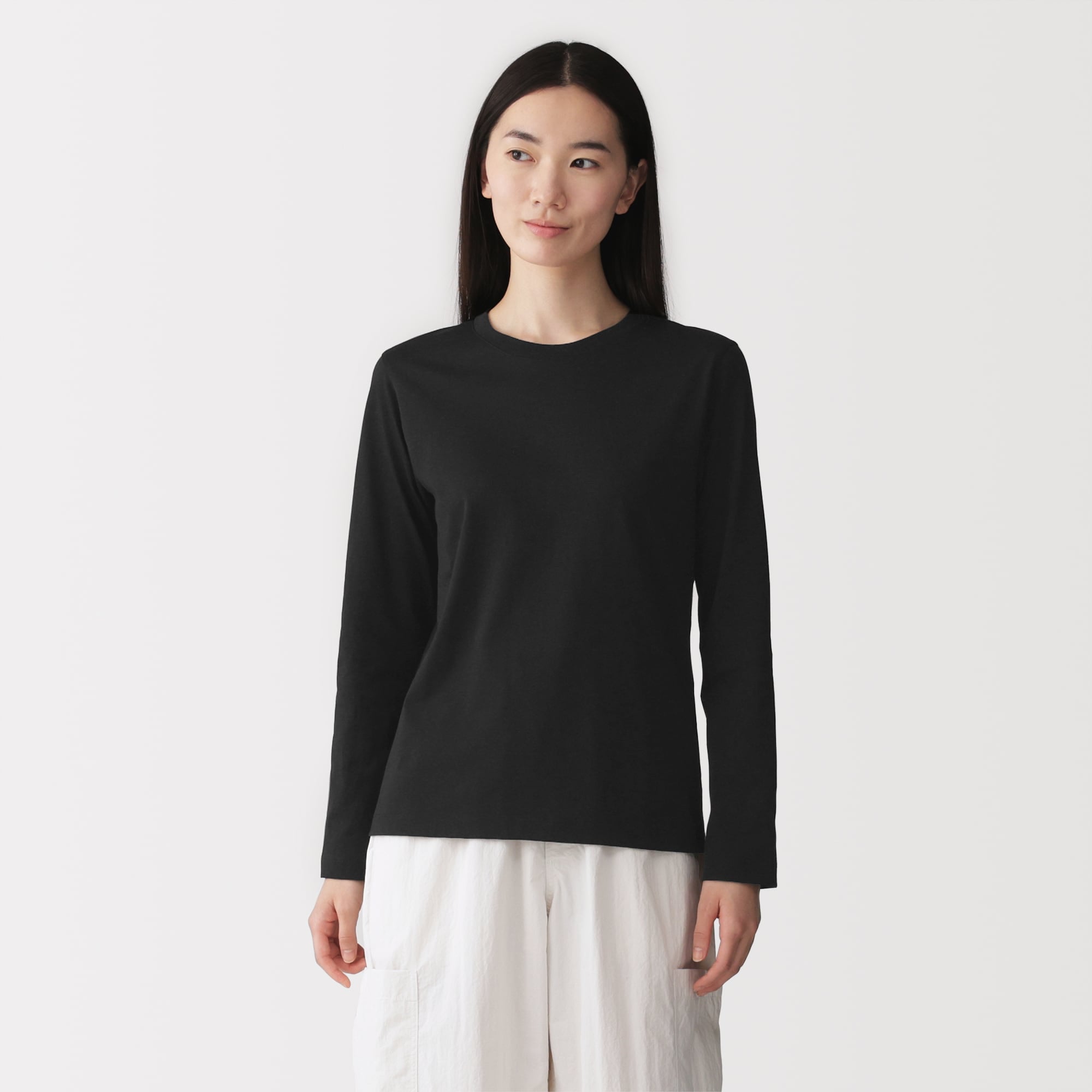 婦人　天竺編みクルーネック長袖Ｔシャツ