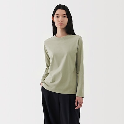 婦人　天竺編みクルーネック長袖Ｔシャツ