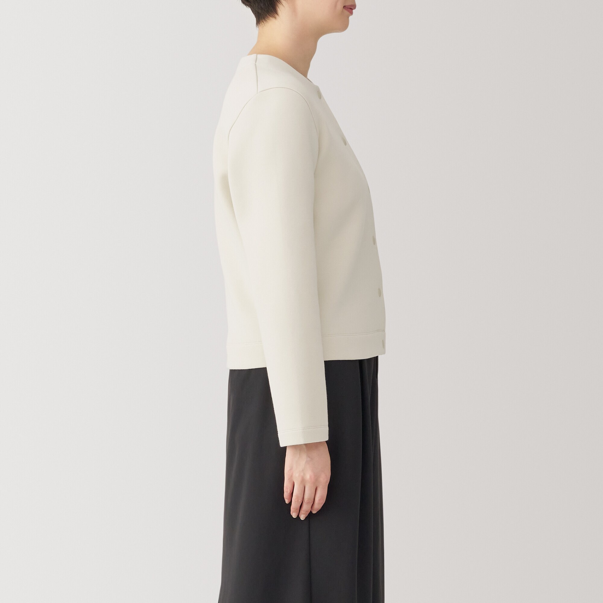 婦人　二重編みスウェットカーディガン