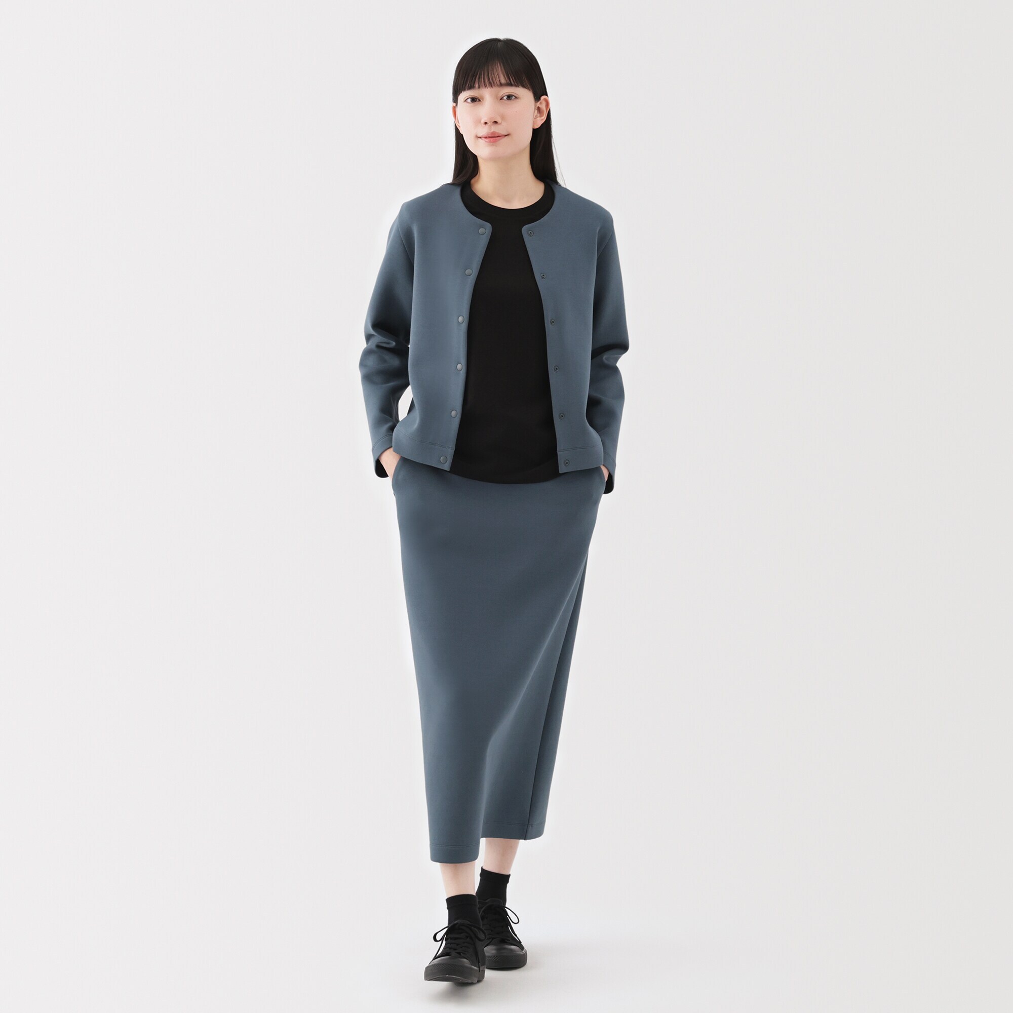 婦人　二重編みスウェットカーディガン