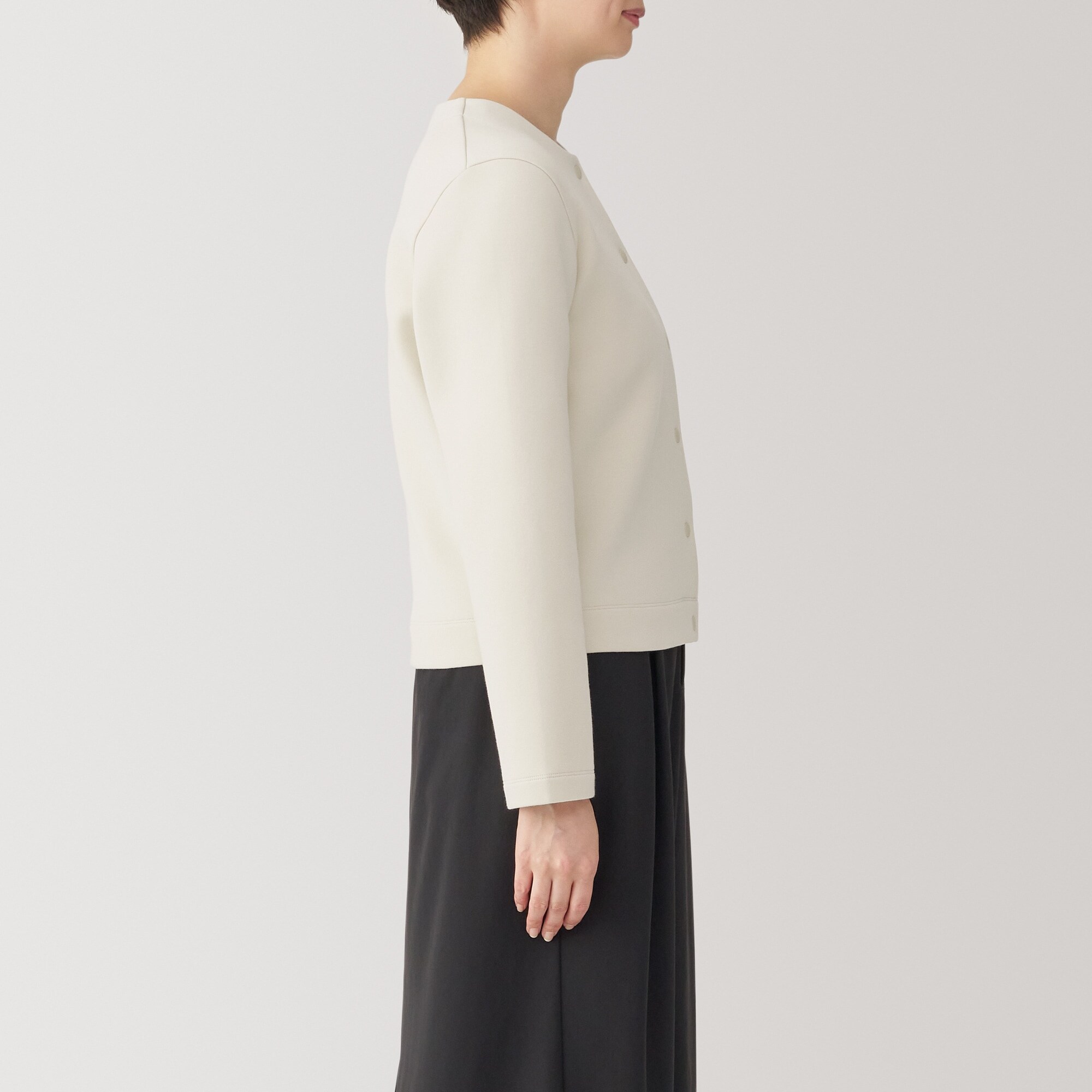 婦人　二重編みスウェットカーディガン