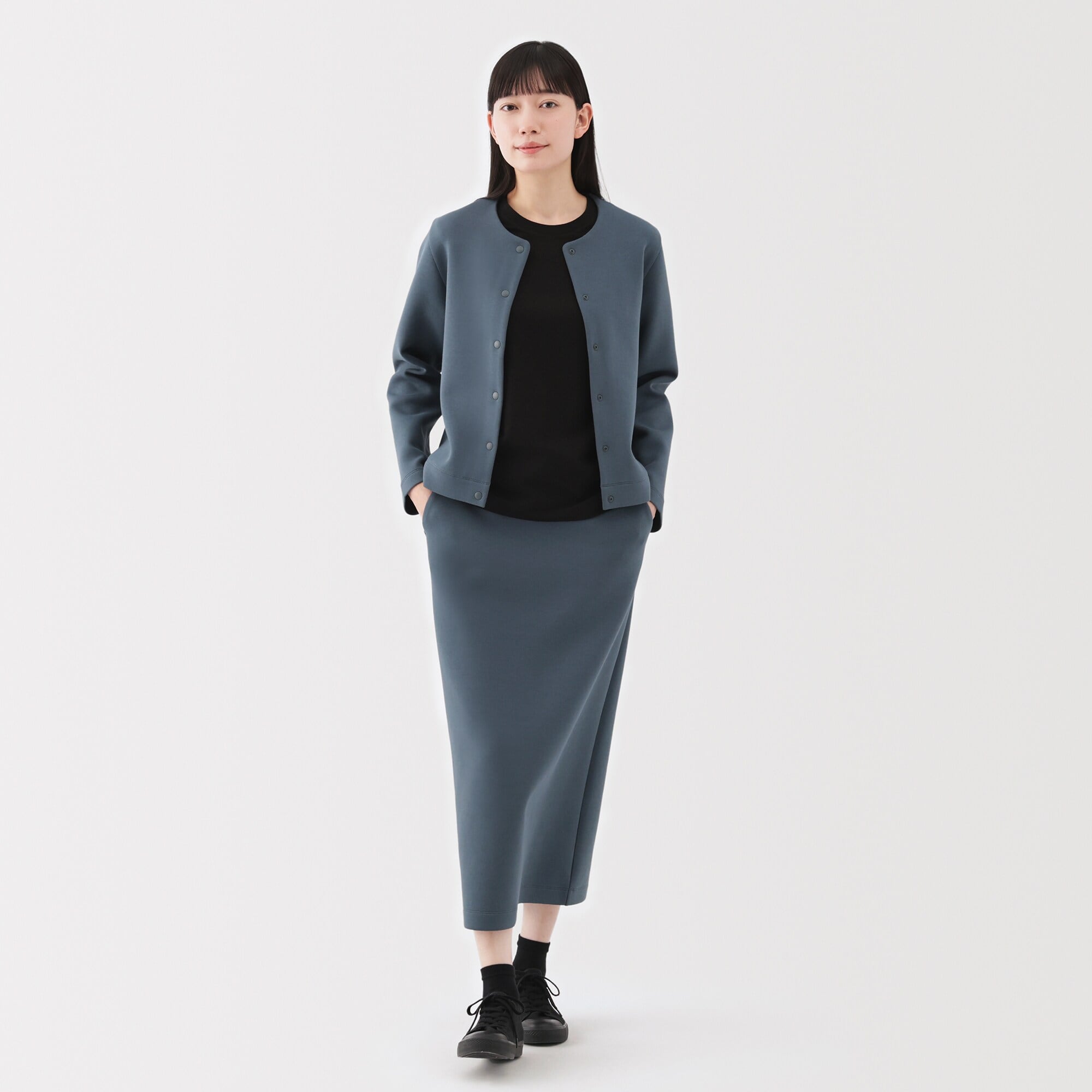 婦人　二重編みスウェットカーディガン