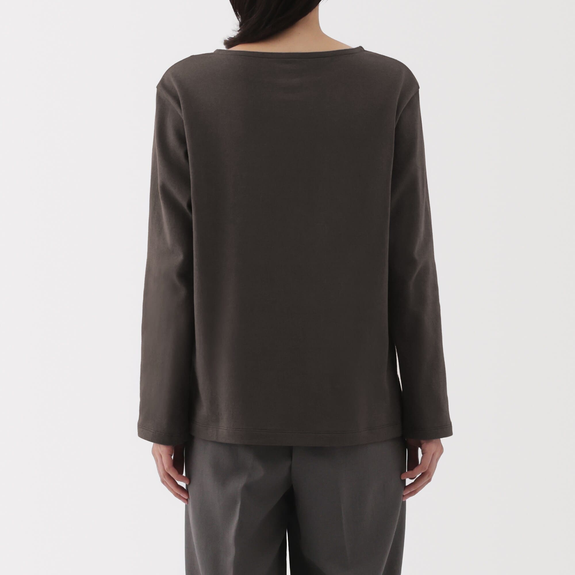 婦人　太番手ボートネック長袖Ｔシャツ