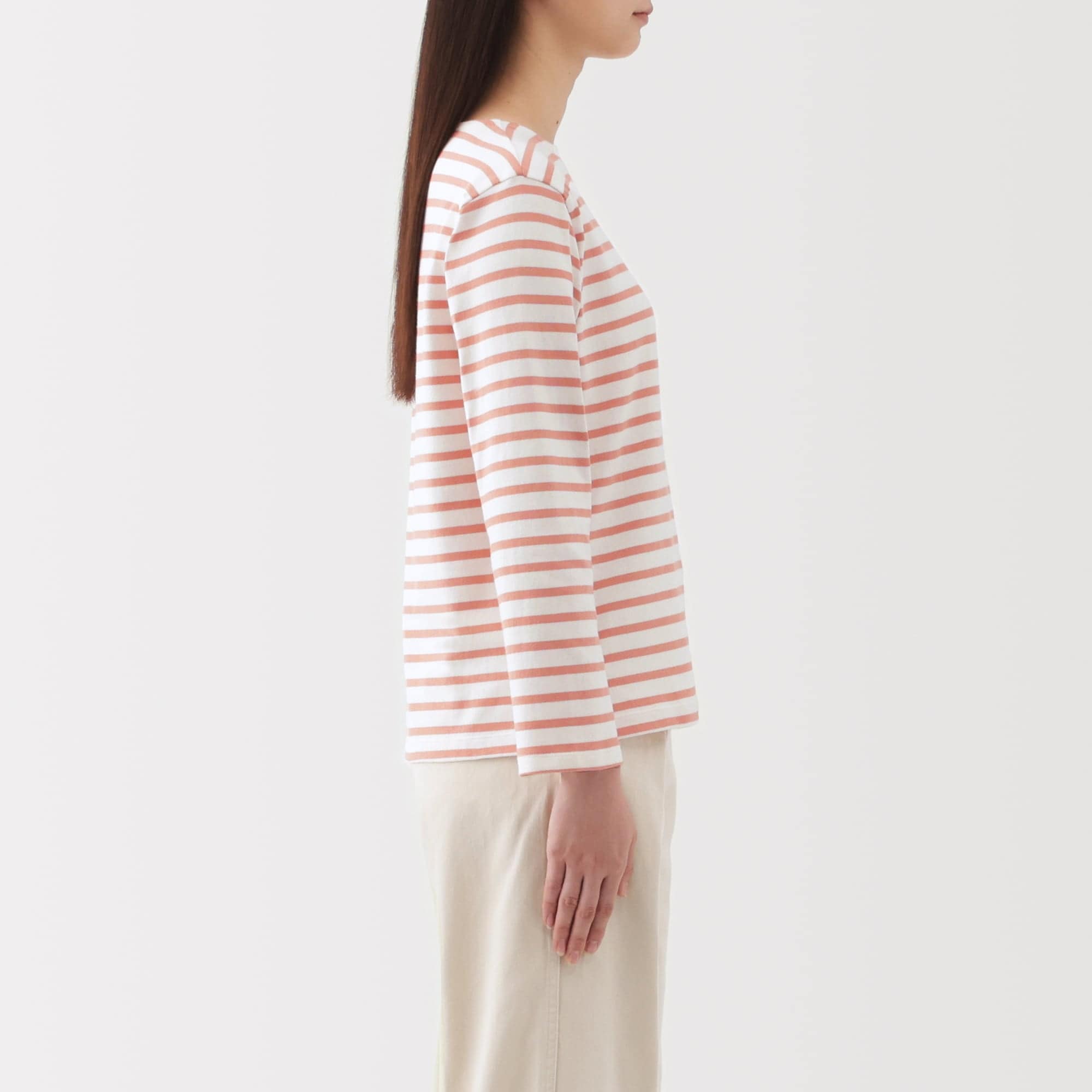 婦人　太番手ボートネック長袖Ｔシャツ