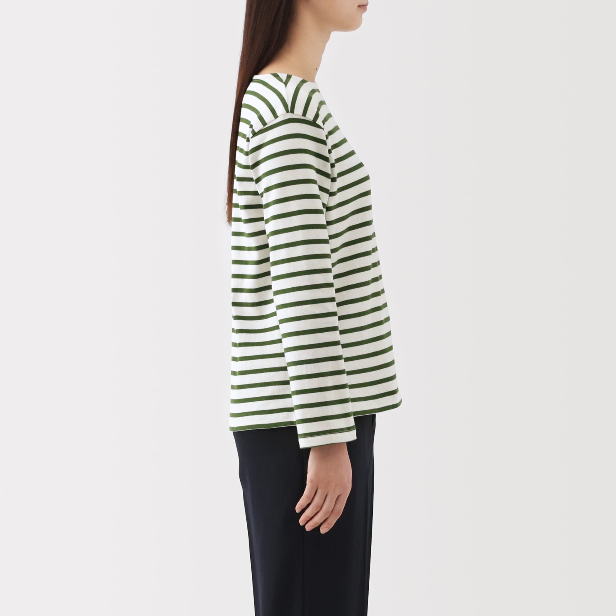 婦人　太番手ボートネック長袖Ｔシャツ