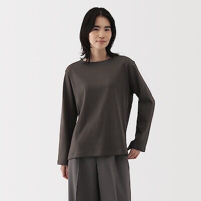 婦人　太番手ボートネック長袖Ｔシャツ