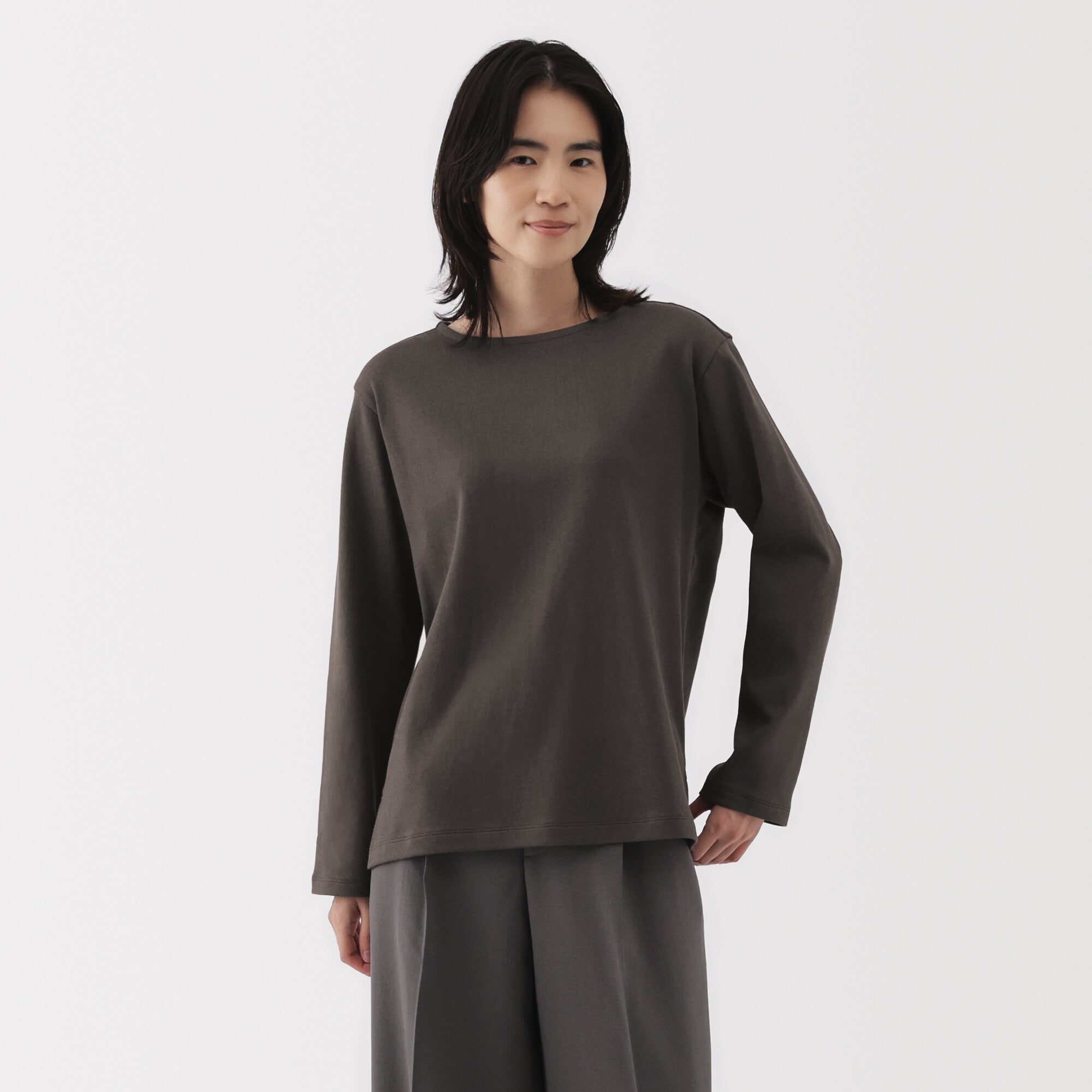 婦人 太番手ボートネック長袖Tシャツ | 無印良品
