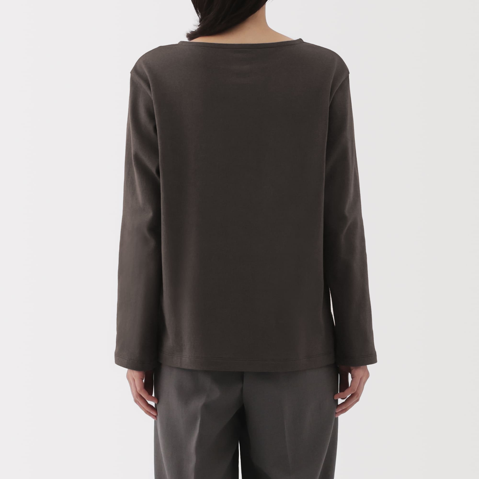 婦人　太番手ボートネック長袖Ｔシャツ