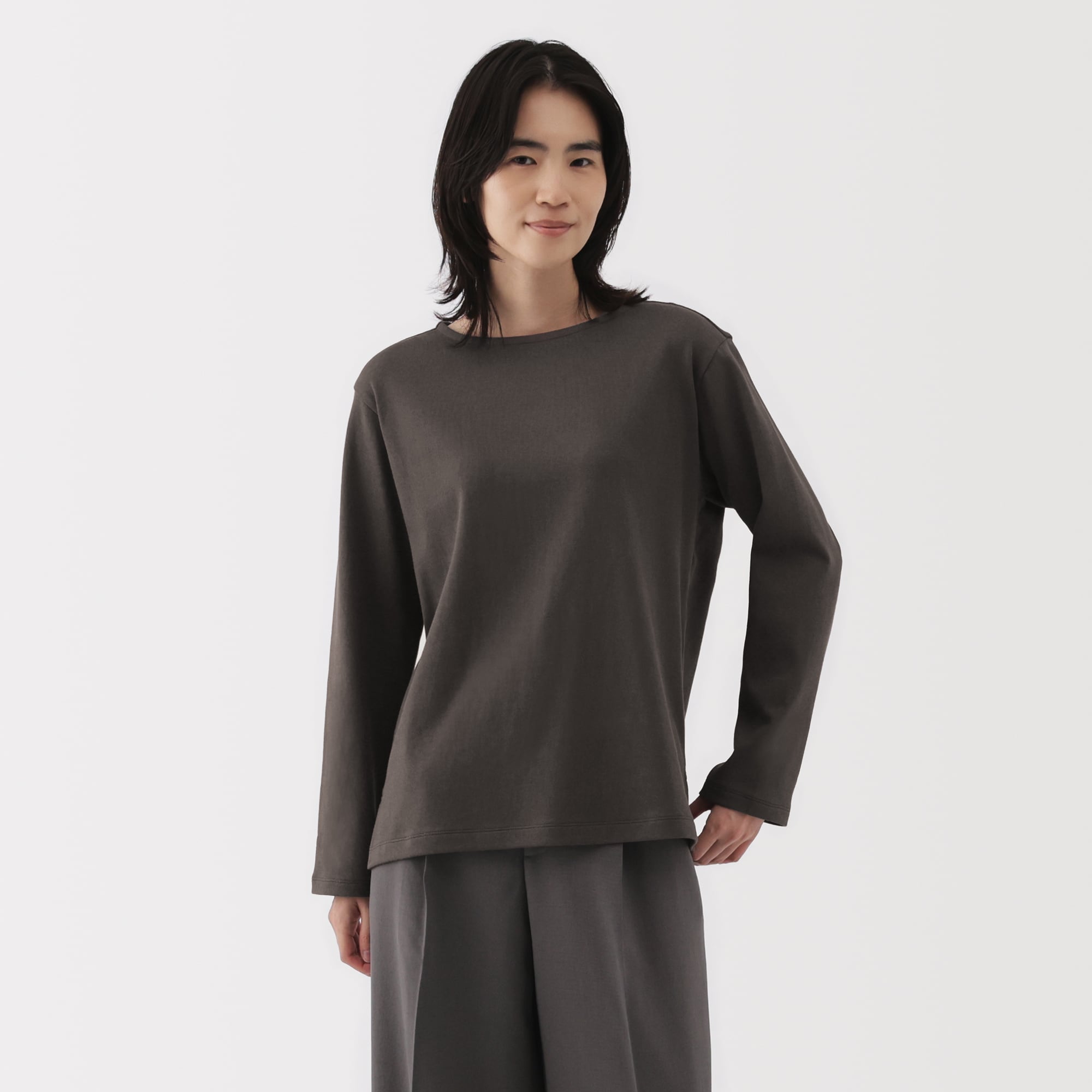 婦人 太番手ボートネック長袖Tシャツ | 無印良品