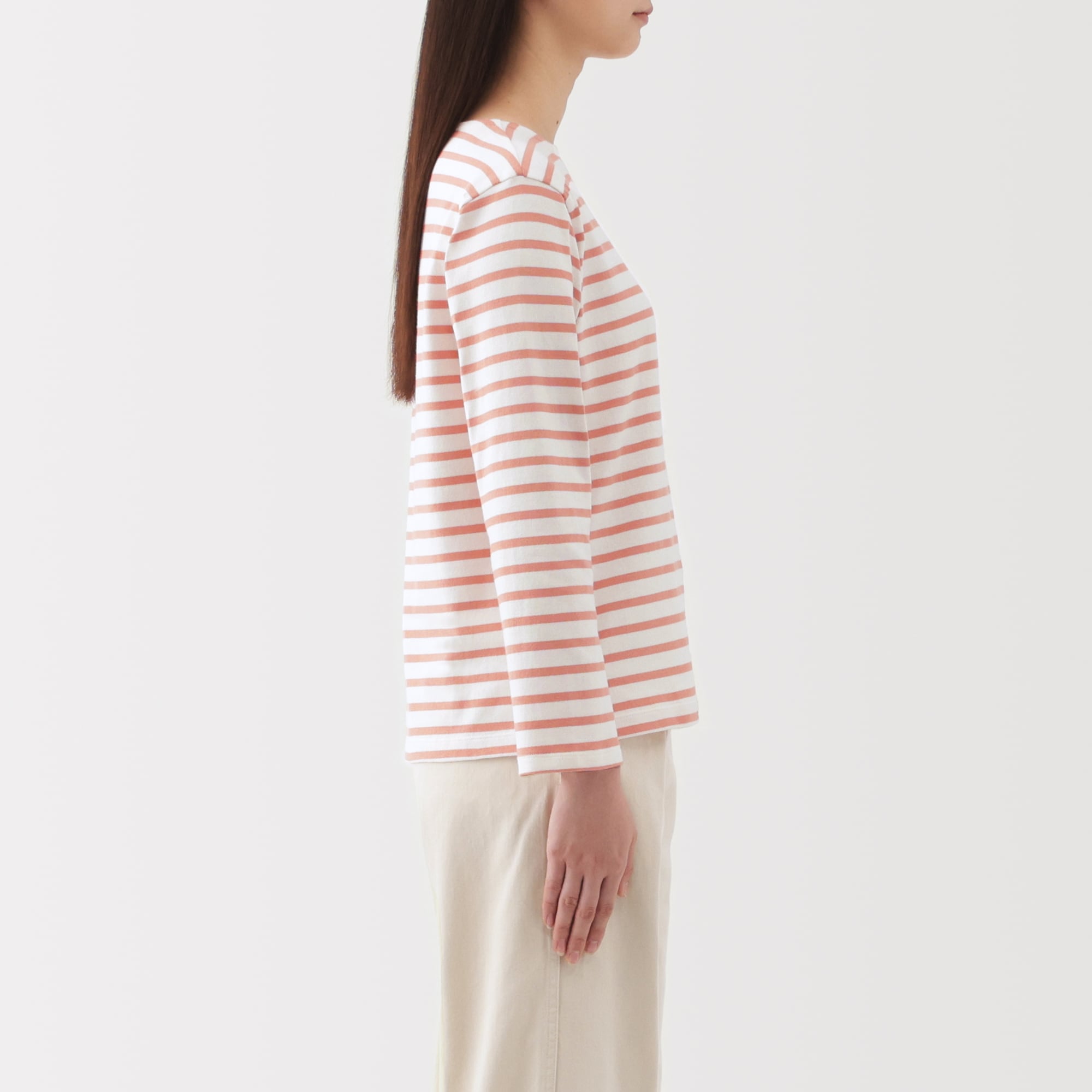 婦人　太番手ボートネック長袖Ｔシャツ