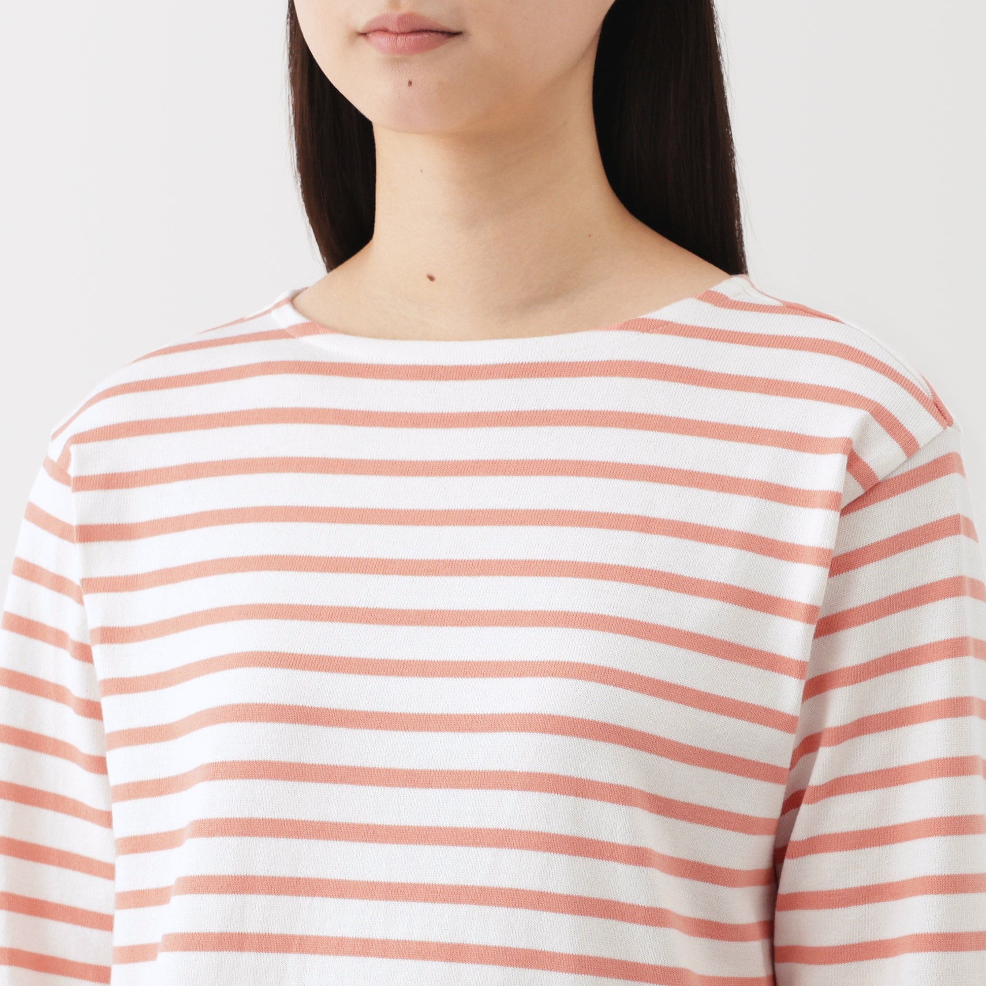 婦人　太番手ボートネック長袖Ｔシャツ