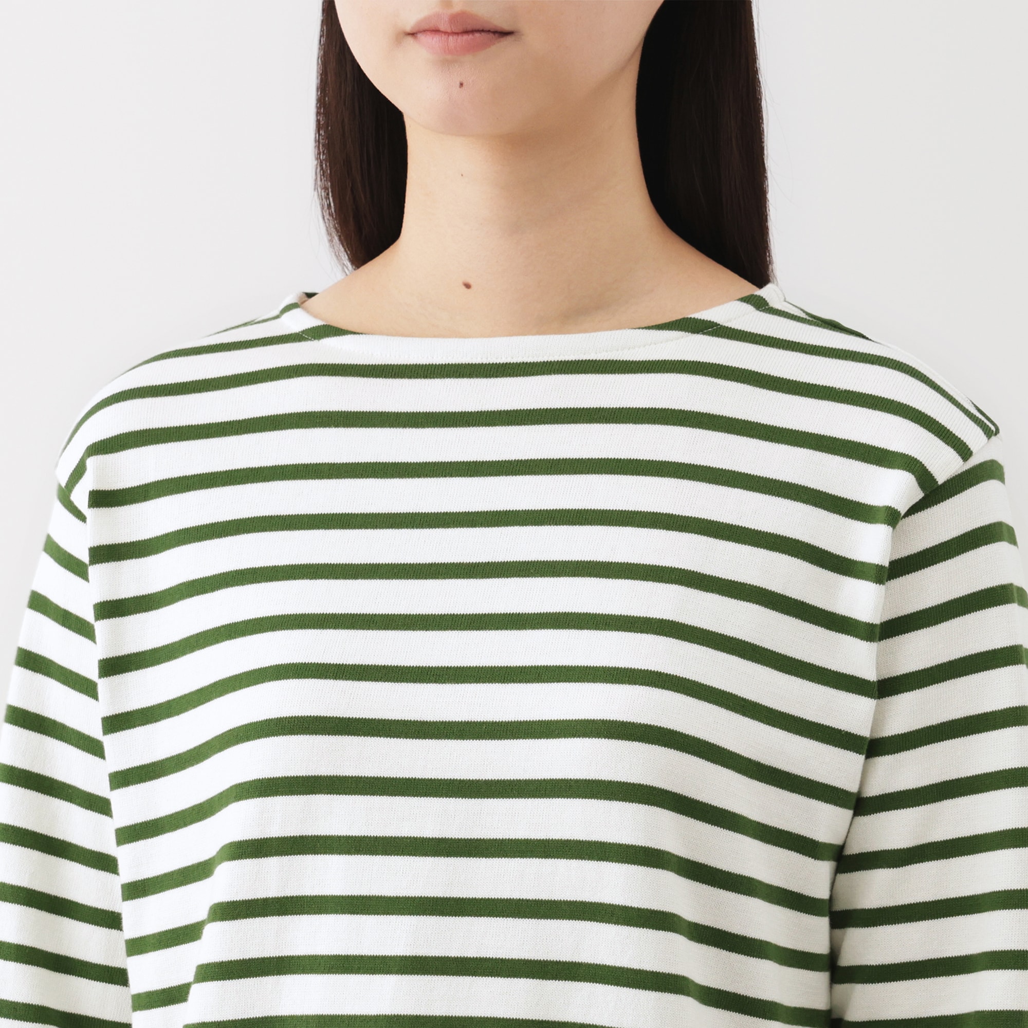 婦人　太番手ボートネック長袖Ｔシャツ