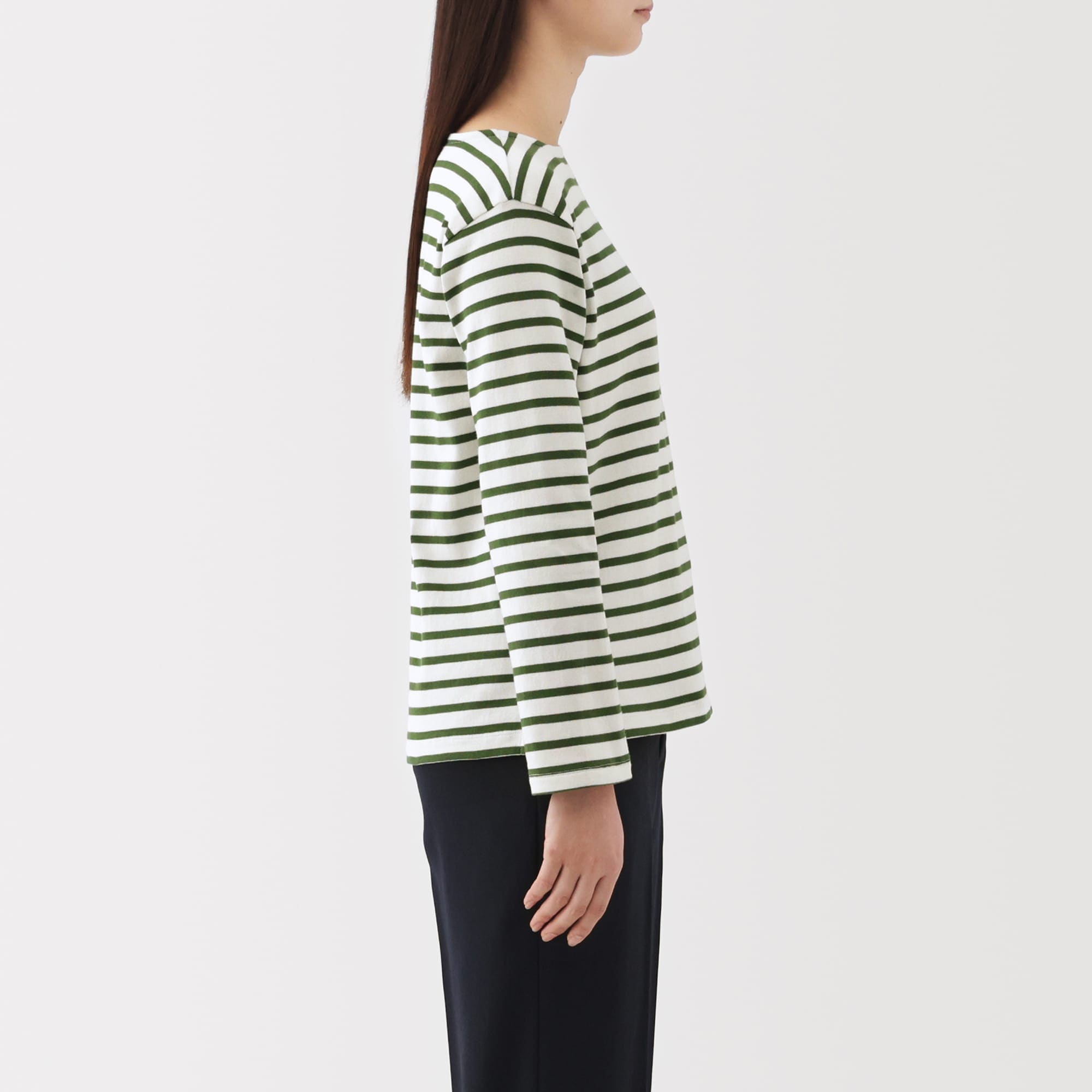 婦人 太番手ボートネック長袖Tシャツ | 無印良品