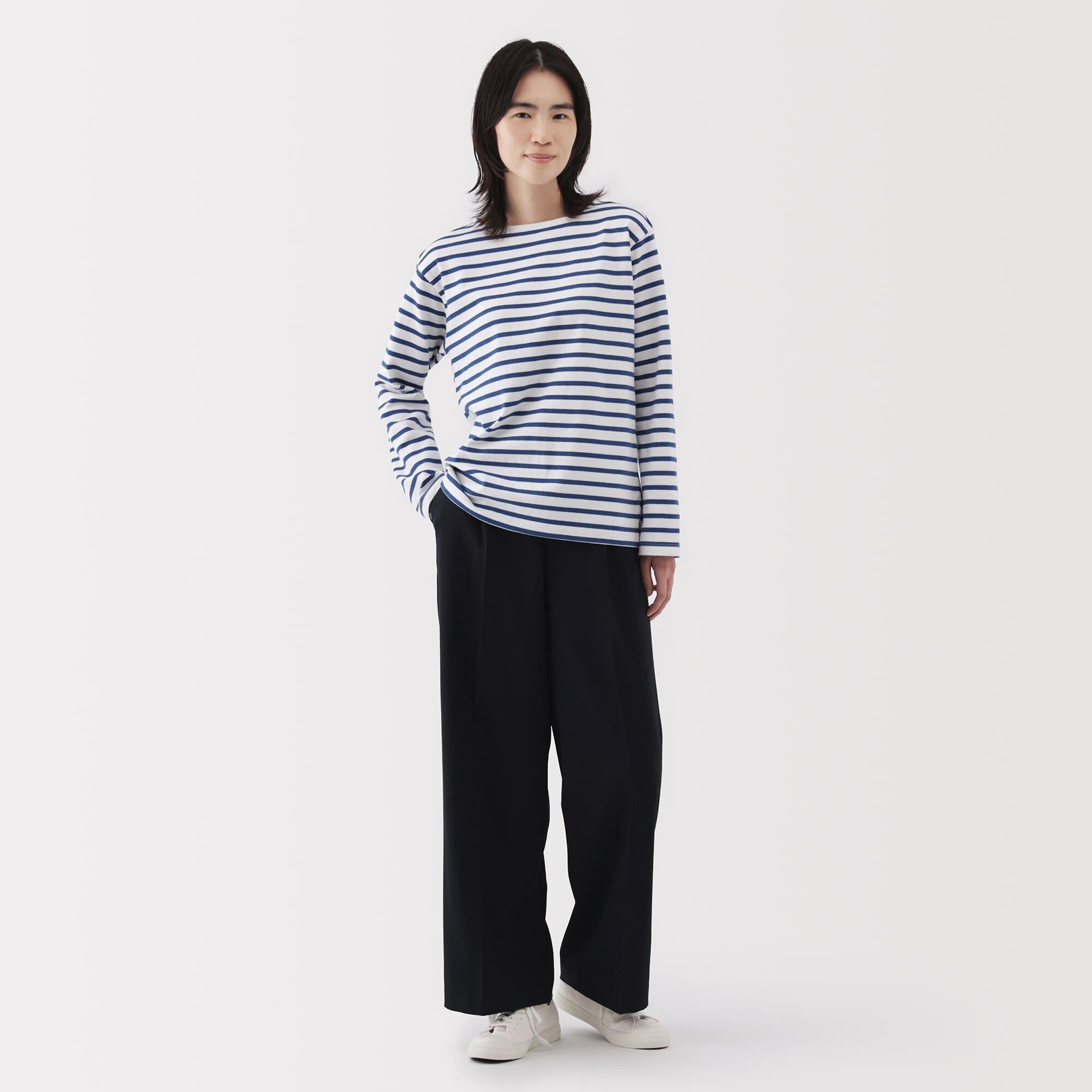 婦人　太番手ボートネック長袖Ｔシャツ