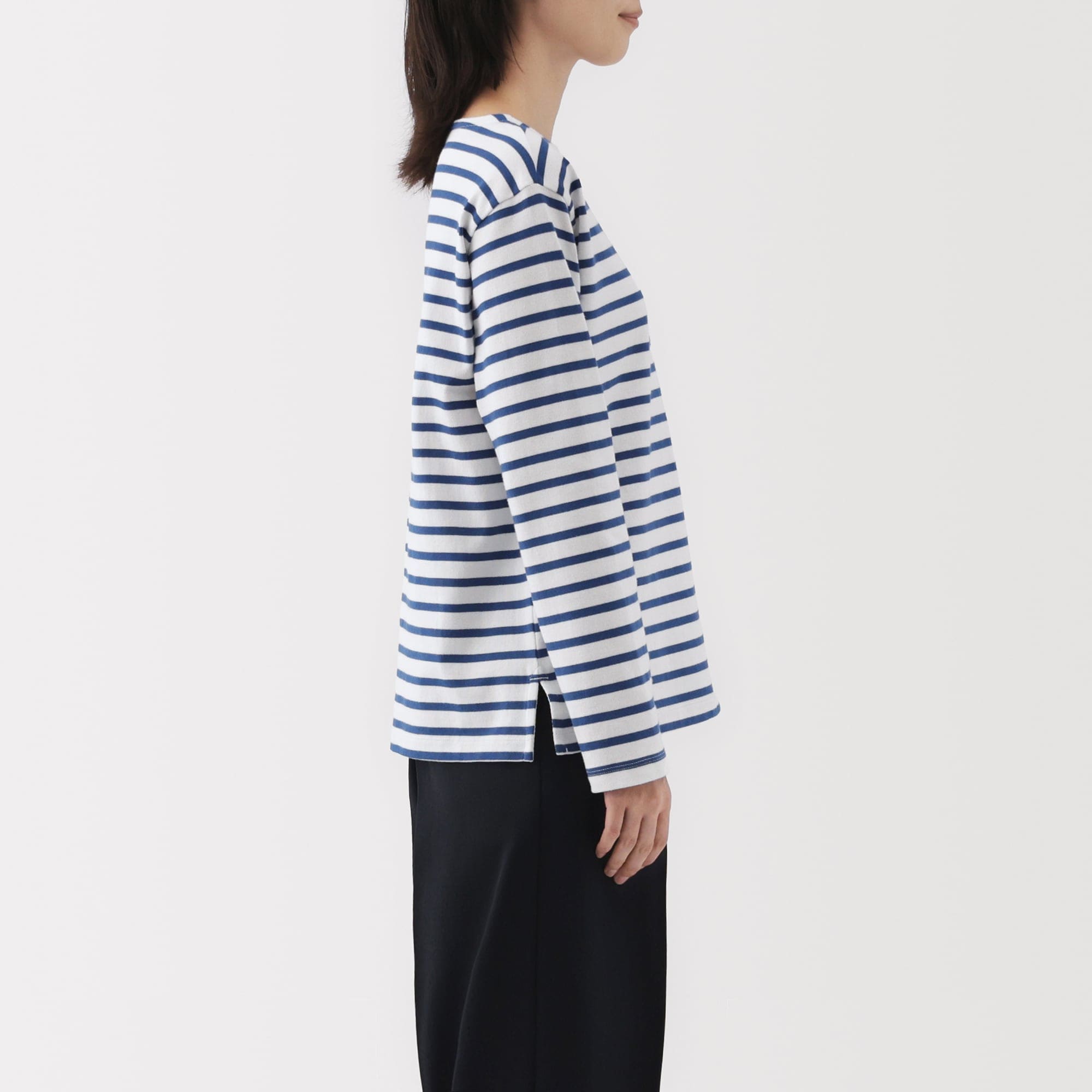 婦人　太番手ボートネック長袖Ｔシャツ