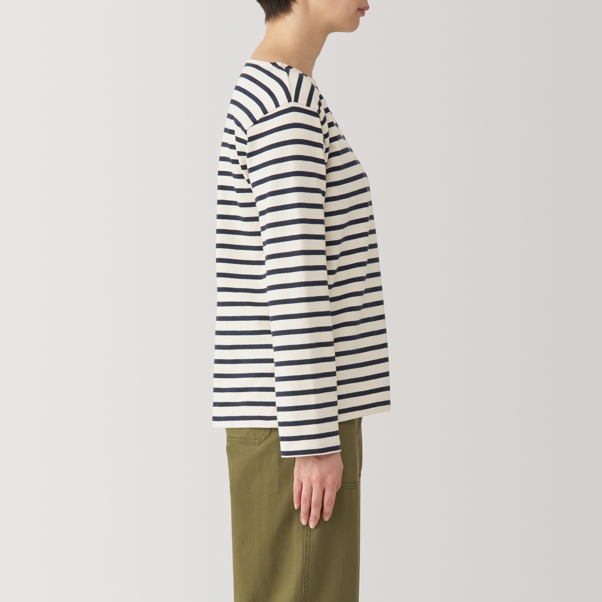 婦人 太番手ボートネック長袖Tシャツ | 無印良品