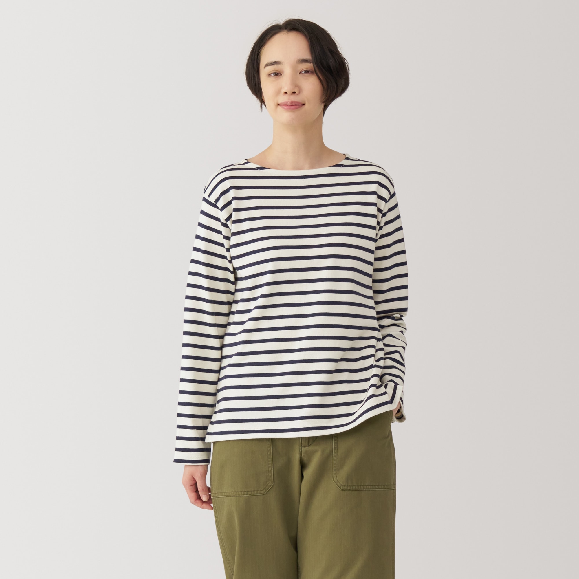 婦人 太番手ボートネック長袖Tシャツ | 無印良品