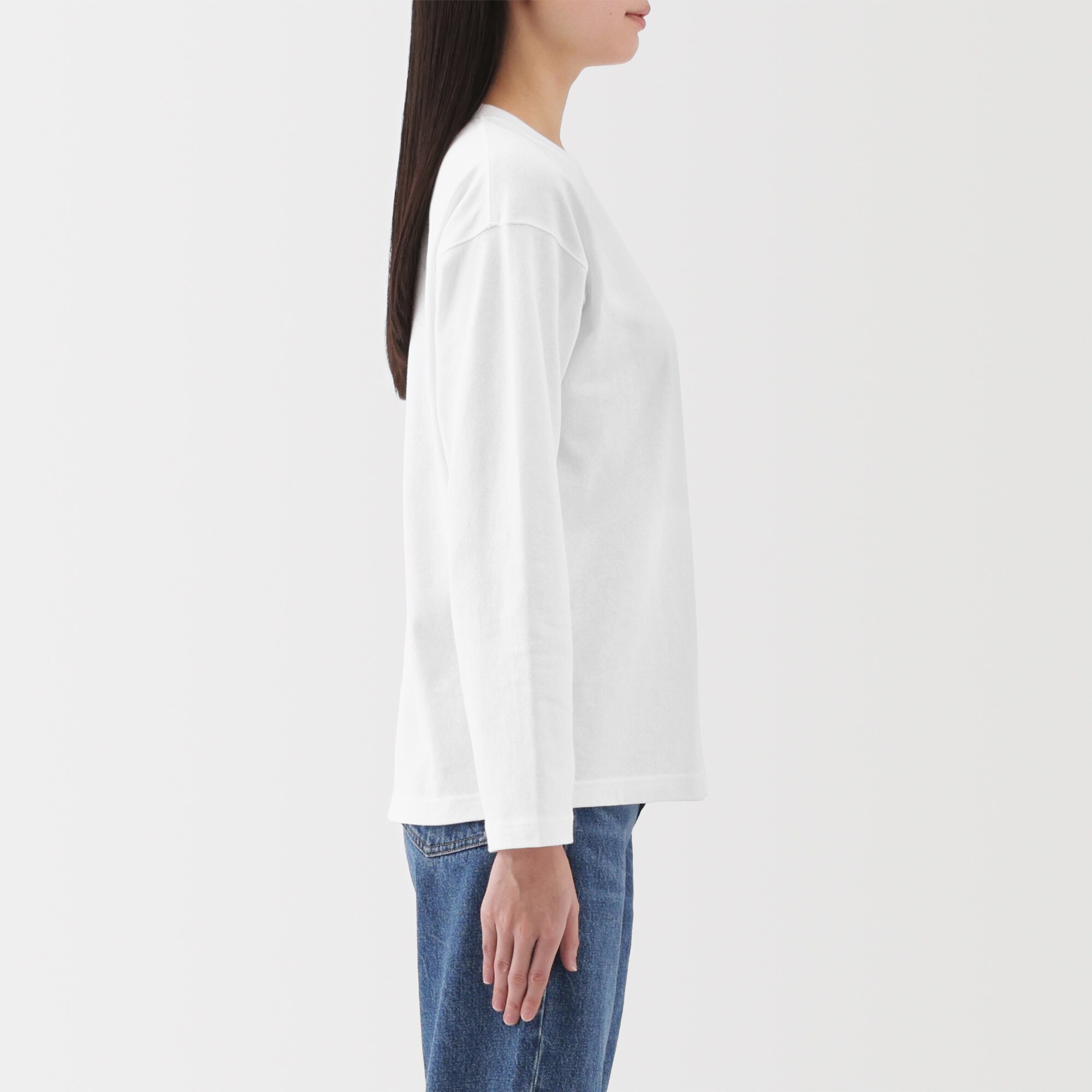 婦人 引き揃え天竺編みクルーネック長袖Tシャツ | 無印良品