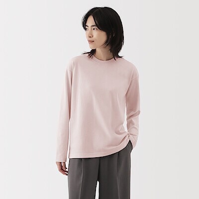 婦人　引き揃え天竺編みクルーネック長袖Ｔシャツ