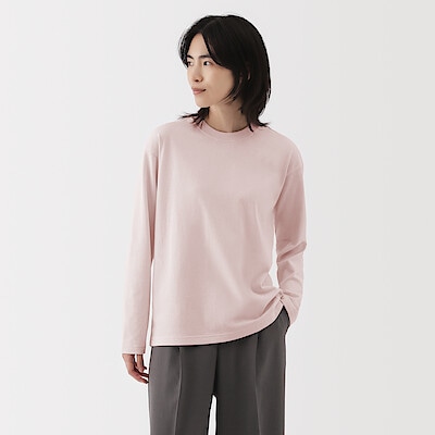 婦人　引き揃え天竺編みクルーネック長袖Ｔシャツ
