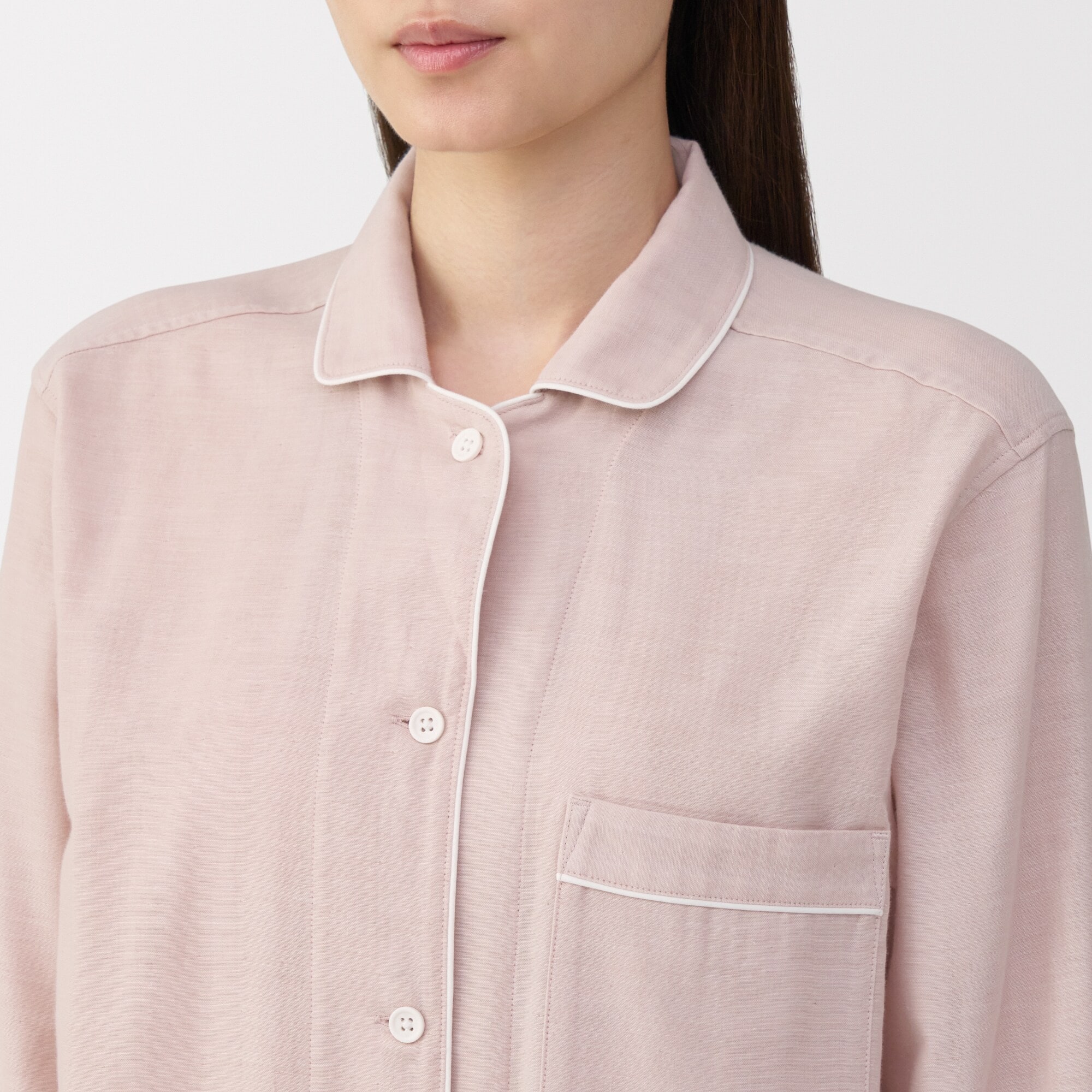 婦人 脇に縫い目のない 二重ガーゼ長袖パジャマ | 無印良品