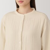 婦人　脇に縫い目のない　チーズクロスガーゼ長袖パジャマ　