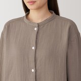 婦人　脇に縫い目のない　チーズクロスガーゼ長袖パジャマ　